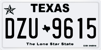 TX license plate DZU9615