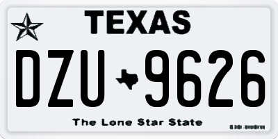 TX license plate DZU9626