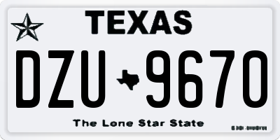 TX license plate DZU9670