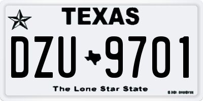 TX license plate DZU9701