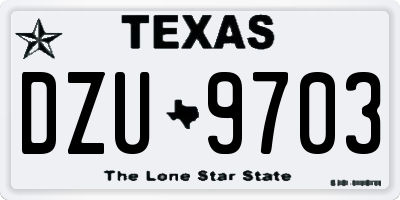 TX license plate DZU9703