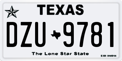 TX license plate DZU9781