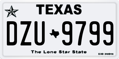 TX license plate DZU9799