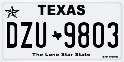 TX license plate DZU9803