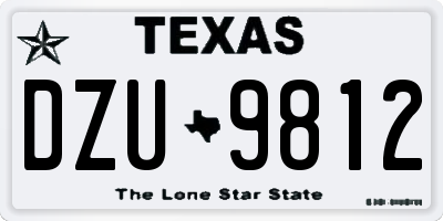 TX license plate DZU9812
