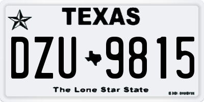 TX license plate DZU9815