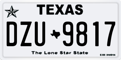 TX license plate DZU9817