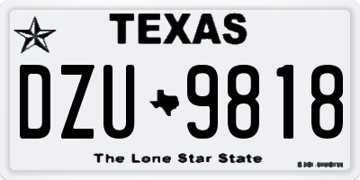TX license plate DZU9818