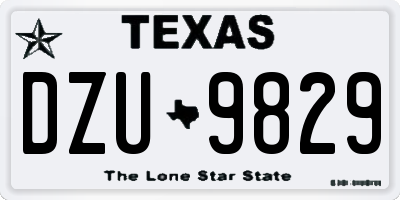 TX license plate DZU9829