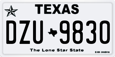 TX license plate DZU9830