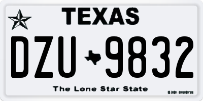 TX license plate DZU9832