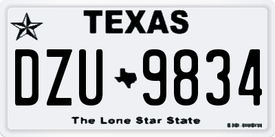 TX license plate DZU9834