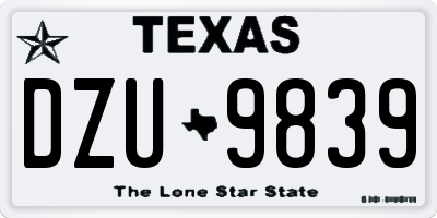 TX license plate DZU9839
