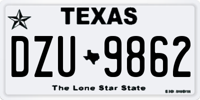 TX license plate DZU9862