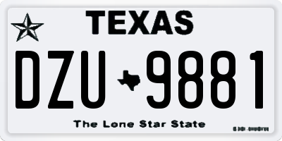 TX license plate DZU9881