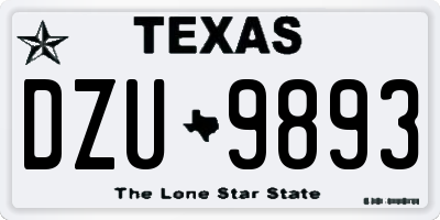 TX license plate DZU9893