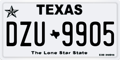 TX license plate DZU9905