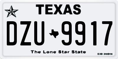 TX license plate DZU9917