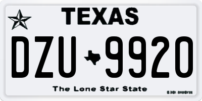 TX license plate DZU9920