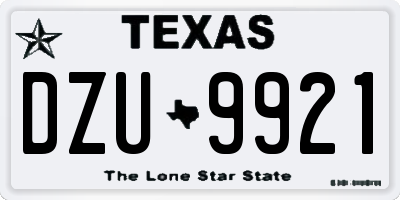 TX license plate DZU9921