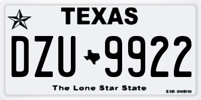 TX license plate DZU9922