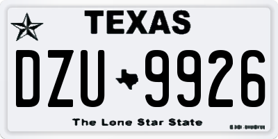 TX license plate DZU9926