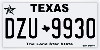 TX license plate DZU9930