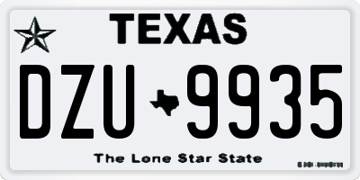 TX license plate DZU9935