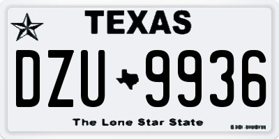 TX license plate DZU9936