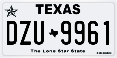 TX license plate DZU9961