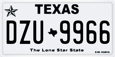 TX license plate DZU9966