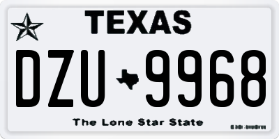 TX license plate DZU9968