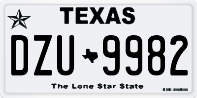 TX license plate DZU9982