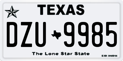 TX license plate DZU9985