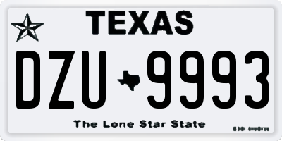TX license plate DZU9993