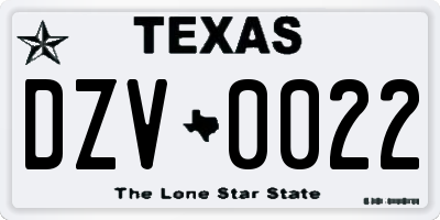 TX license plate DZV0022