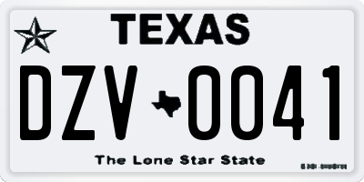 TX license plate DZV0041