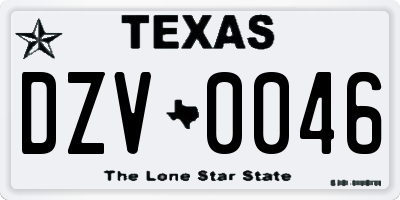TX license plate DZV0046