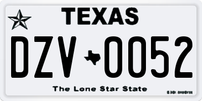 TX license plate DZV0052