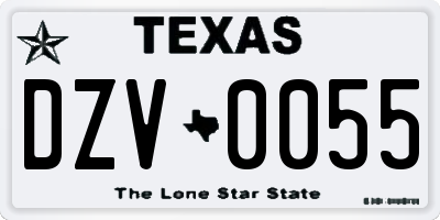 TX license plate DZV0055