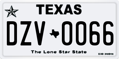 TX license plate DZV0066