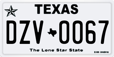 TX license plate DZV0067