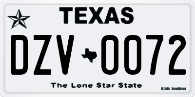 TX license plate DZV0072