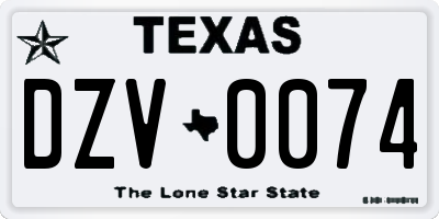 TX license plate DZV0074