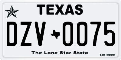 TX license plate DZV0075