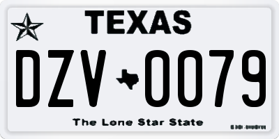 TX license plate DZV0079