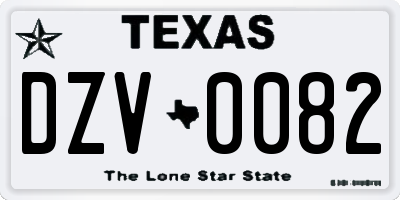 TX license plate DZV0082