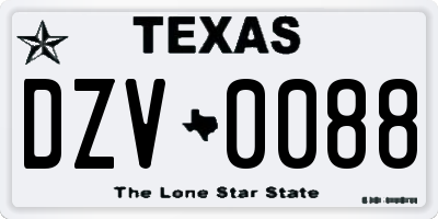 TX license plate DZV0088