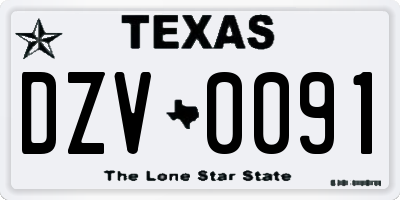 TX license plate DZV0091