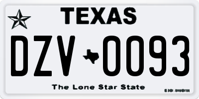 TX license plate DZV0093